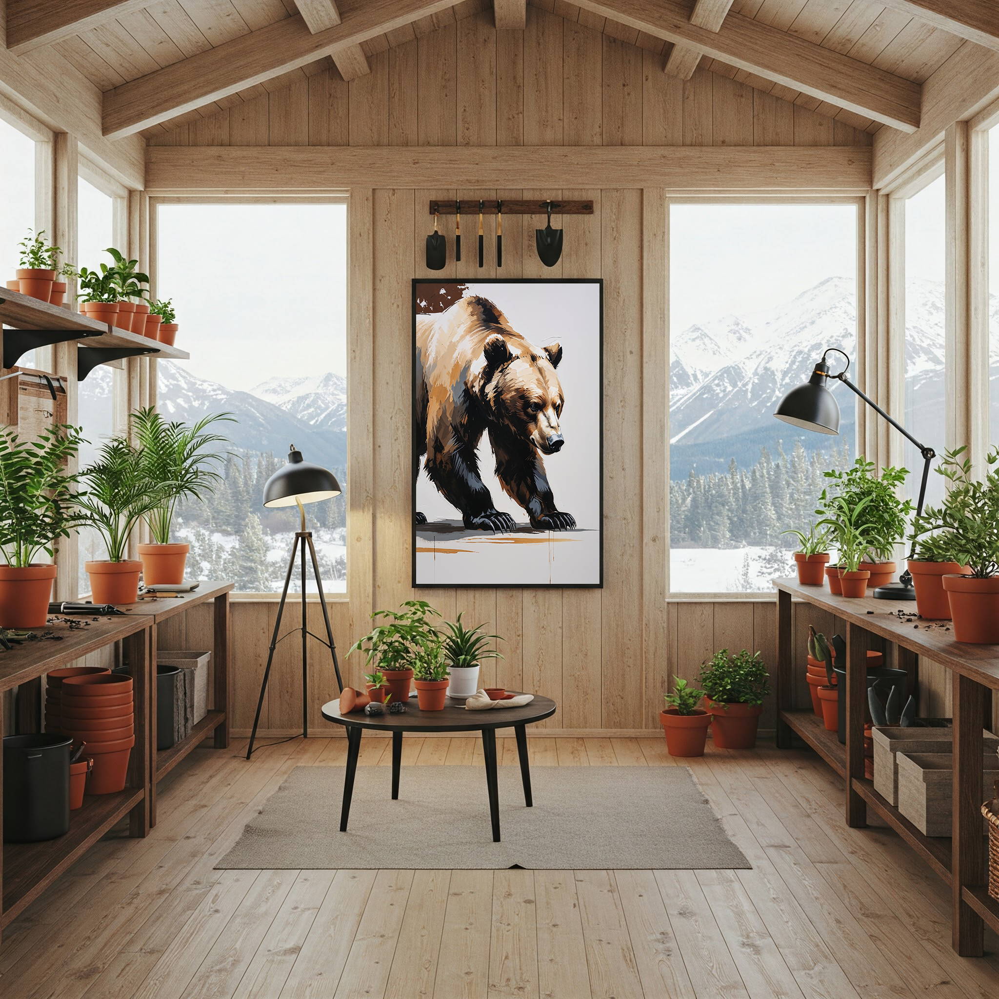 Abstract bear digital art print by Reflectionare, modern wildlife wall decor featuring vibrant, colorful animal artwork.