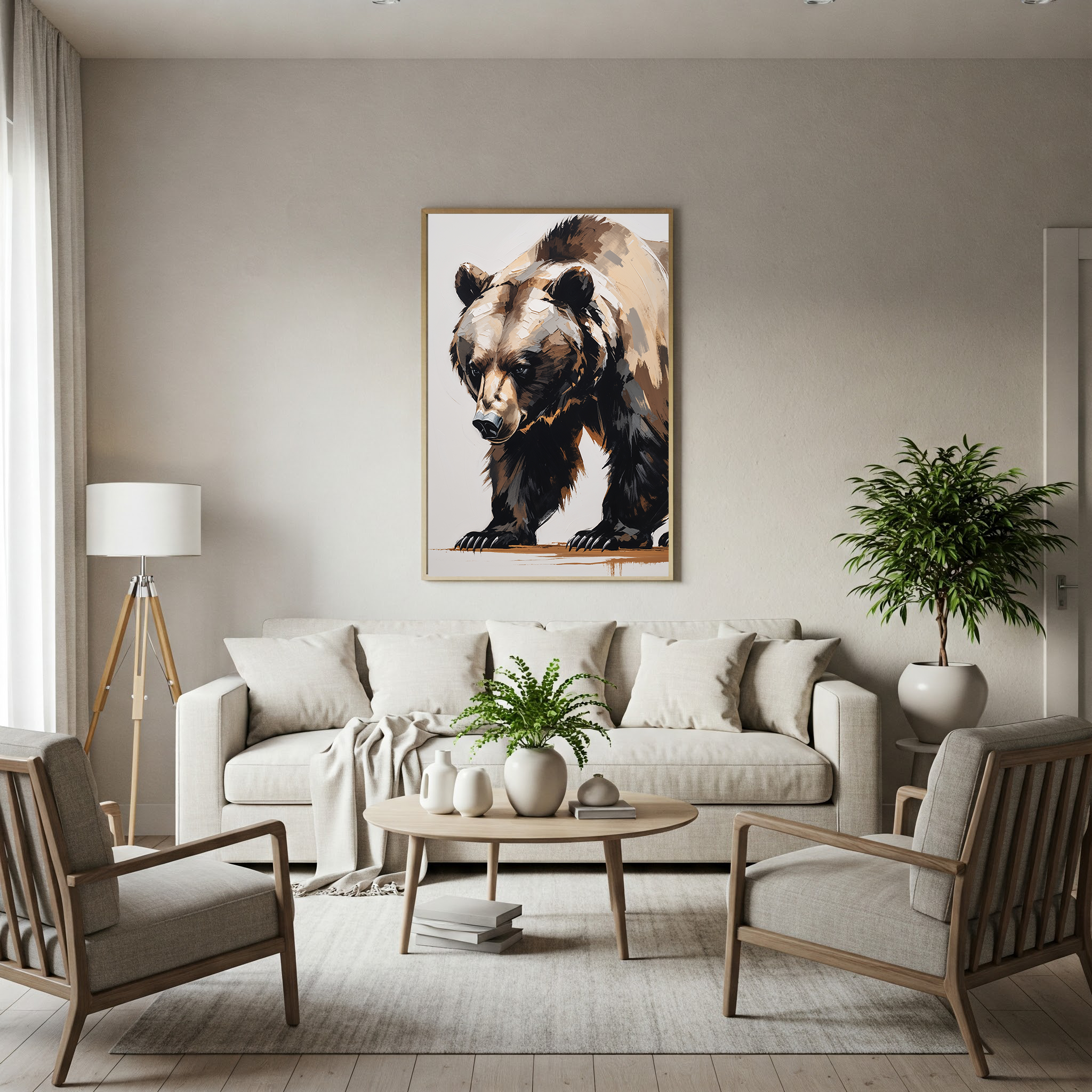 Abstract Bear II digital art print by Reflectionare featuring modern wildlife wall decor with vibrant, artistic bear imagery.