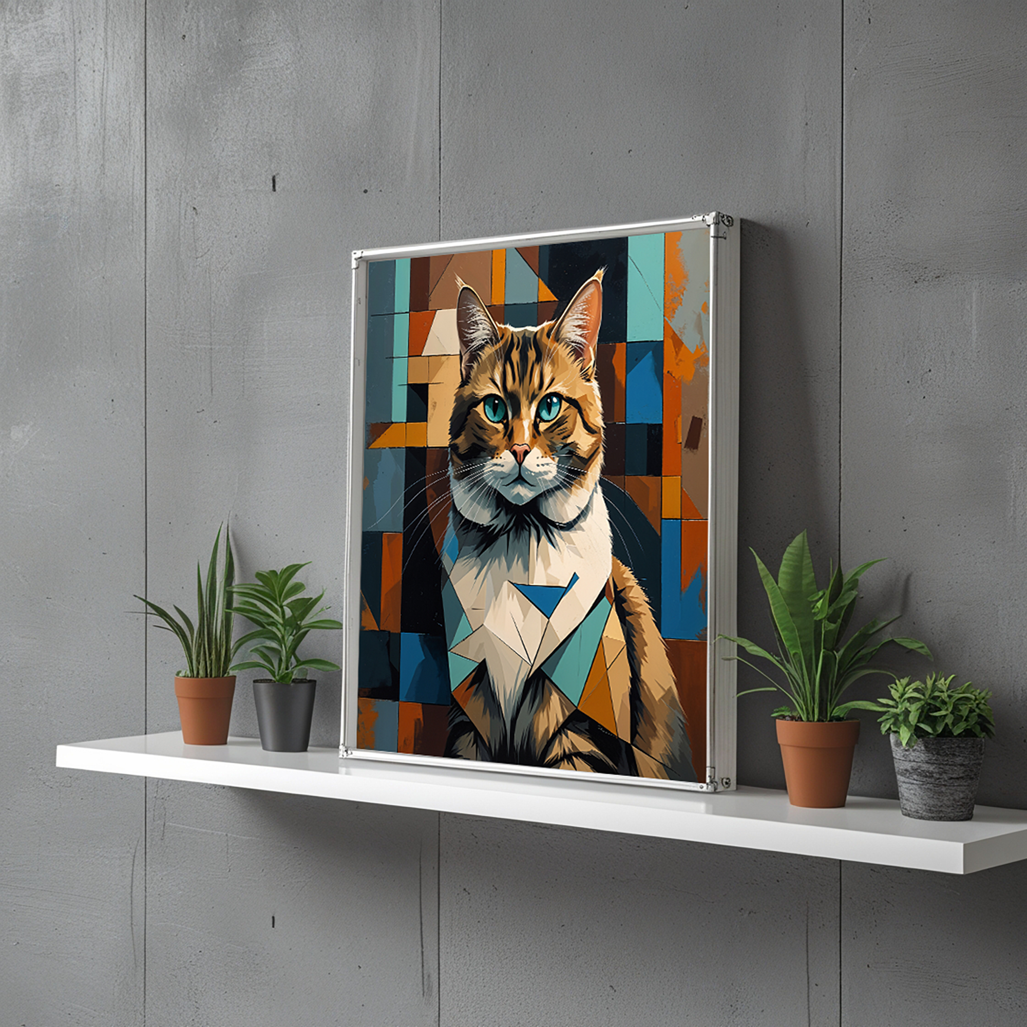 Cubist Tabby Cat Geometric Art Print