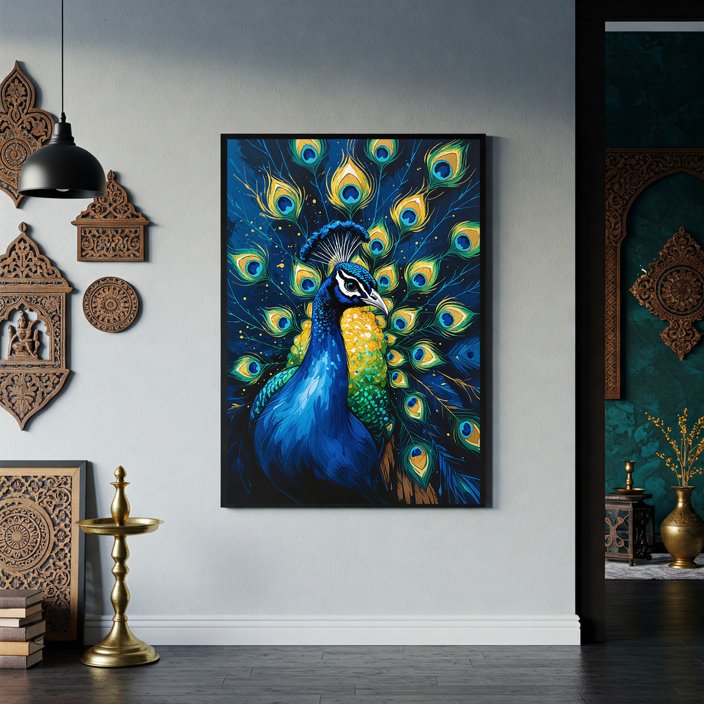 Abstract Peacock Portrait Wall Art Print | Digital Download