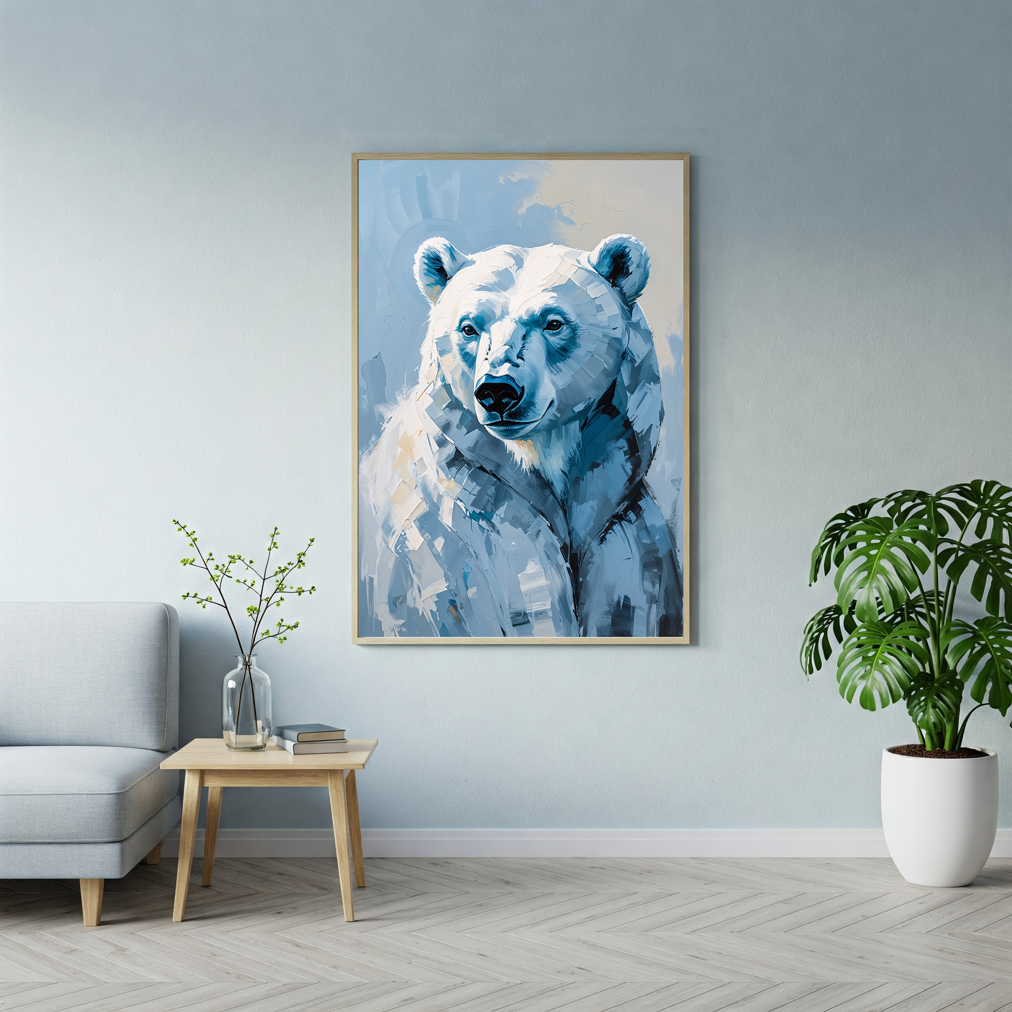 Abstract Polar Bear Portrait Wall Art Print | Digital Download