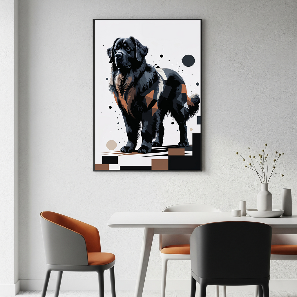 Geometric Newfoundland Dog Art Print | Digital Download
