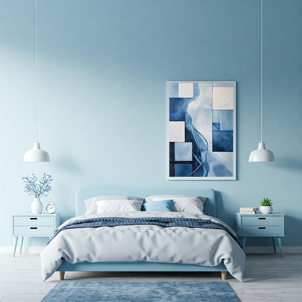 Abstract blue digital art piece by Reflectionare featuring flowing currents and vibrant blue hues on a dark background.