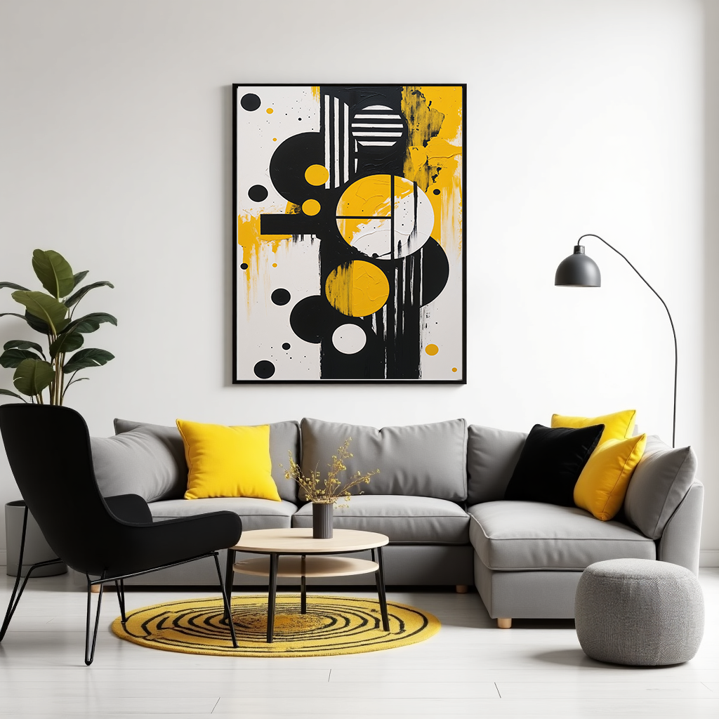 Abstract Harmony in Gold & Black II Art Print | Digital Download