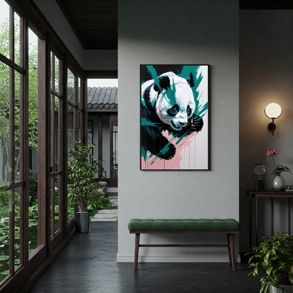 Abstract Giant Panda Portrait Wall Art | Digital Download