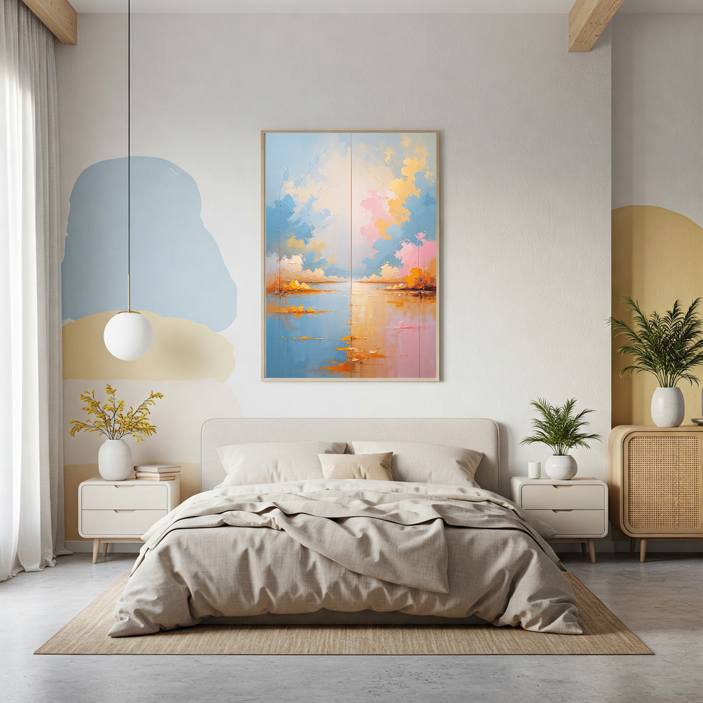 Twin Horizons Pastel Landscape Wall Art | Digital Download