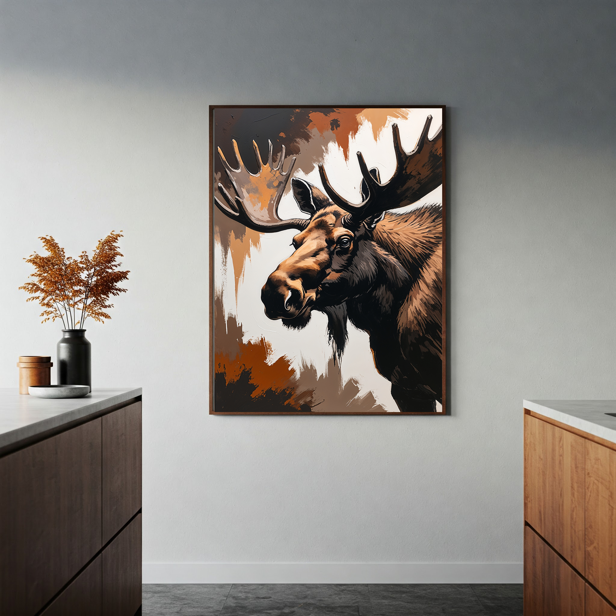 Abstract Moose Portrait Wall Art Print | Digital Download