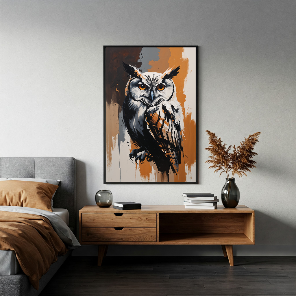 Abstract Great Horned Owl Wall Art Print | Digital Download