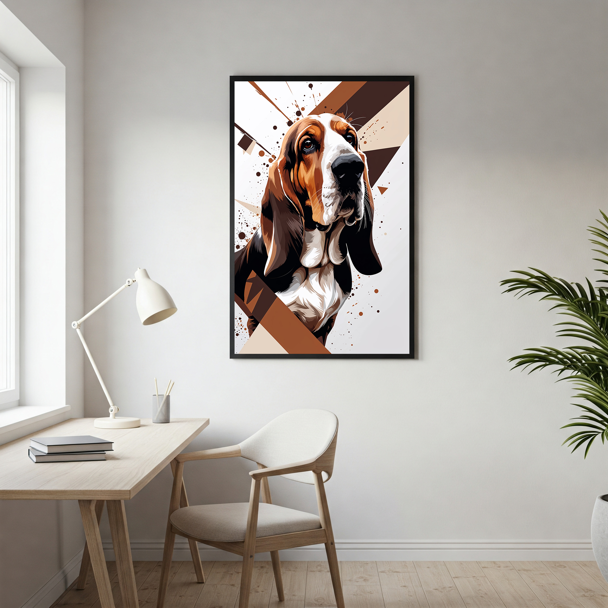 Geometric Basset Hound Art Print - Digital Download