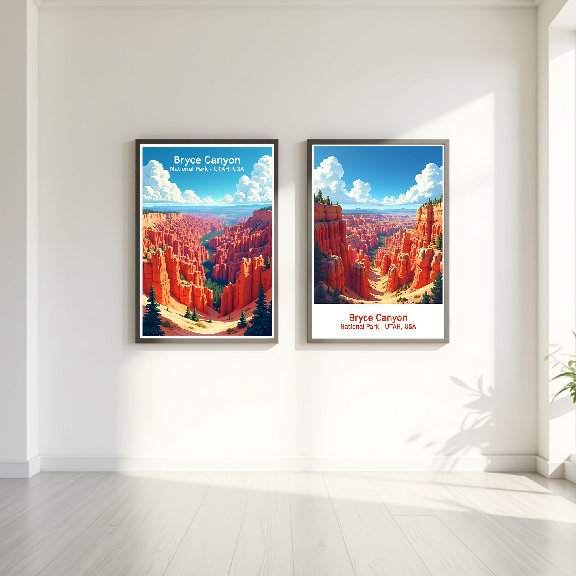 Digital art of Bryce Canyon National Park by Reflectionare, showcasing colorful hoodoos and dramatic canyon landscapes.