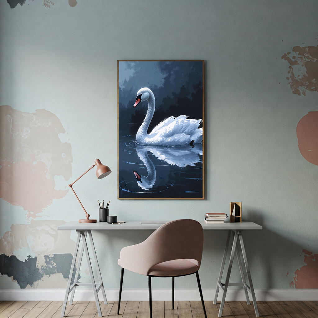 Abstract White Swan Lake Wall Art | Digital Download