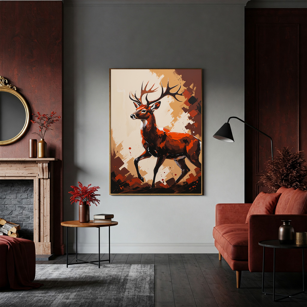 Abstract Stag Deer Full Body Wall Art | Digital Download