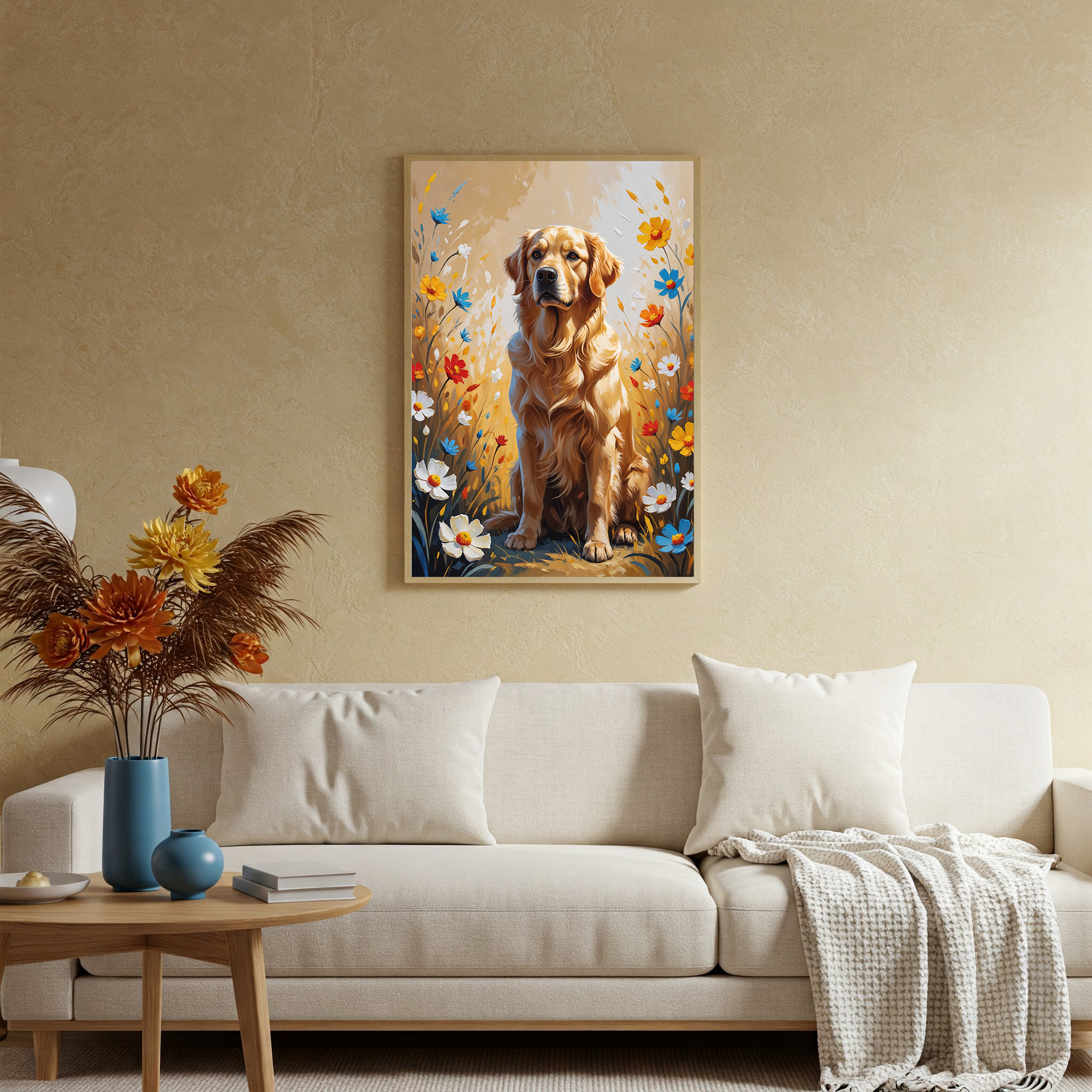 Golden Retriever in Wildflowers Wall Art | Digital Download