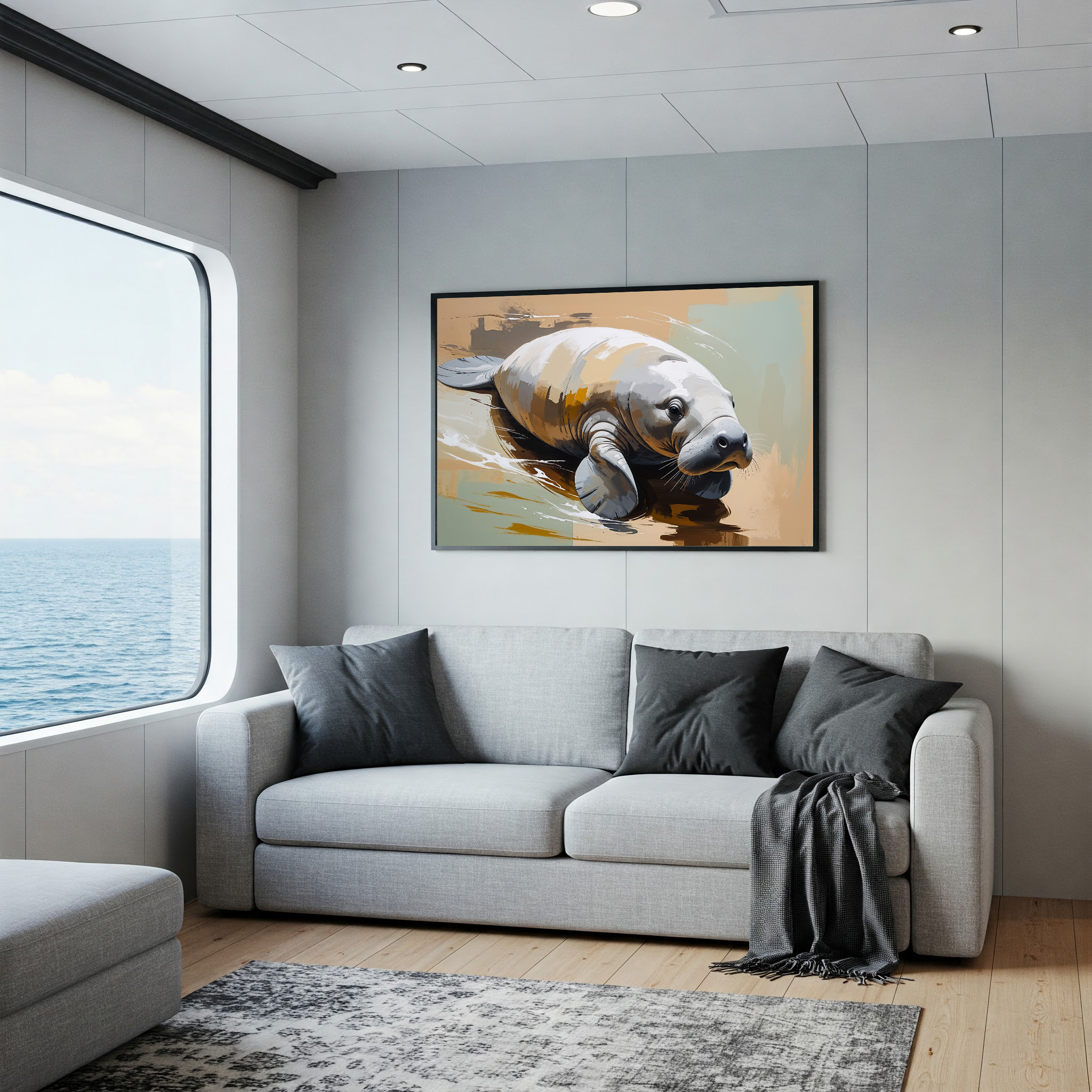 Abstract Manatee Painting Wall Art | Digital Download