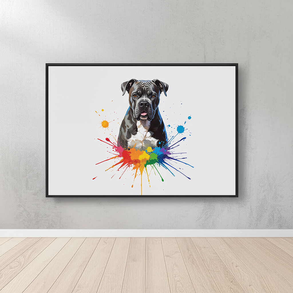 Colorful Cane Corso digital art by Reflectionare, vibrant and detailed illustration of the Italian dog breed in bright colors.