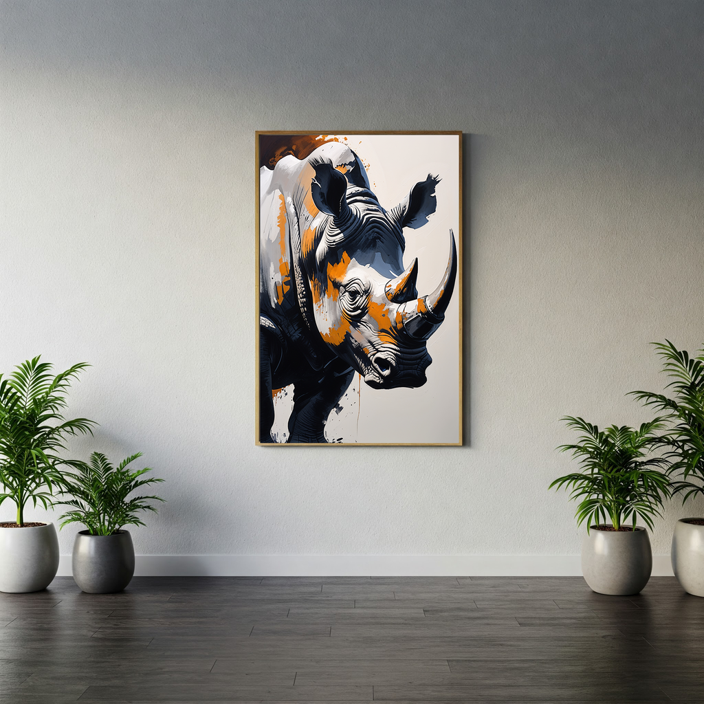 Abstract Rhino Portrait Wall Art | Digital Download