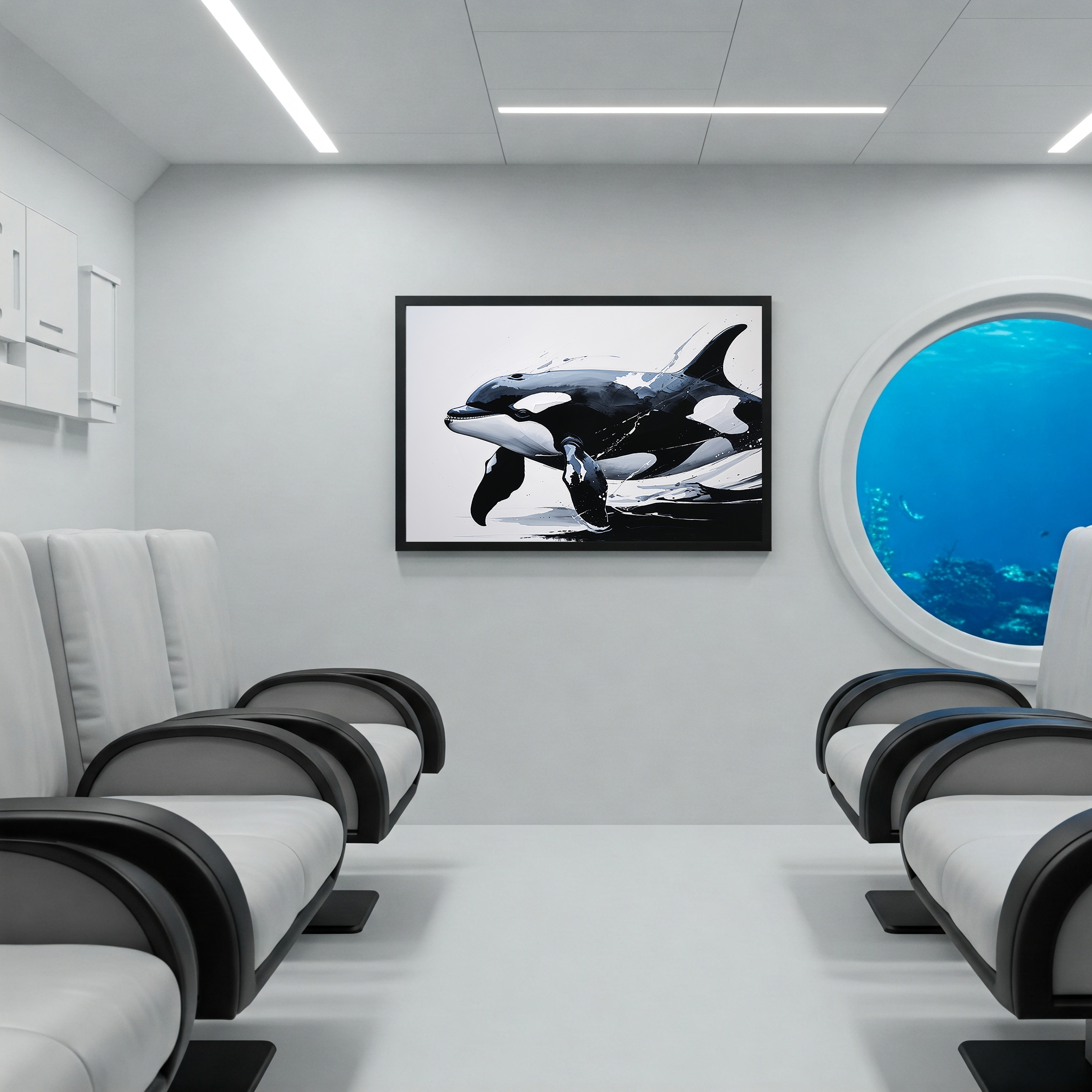 Abstract Orca Killer Whale Painting Wall Art | Digital Download