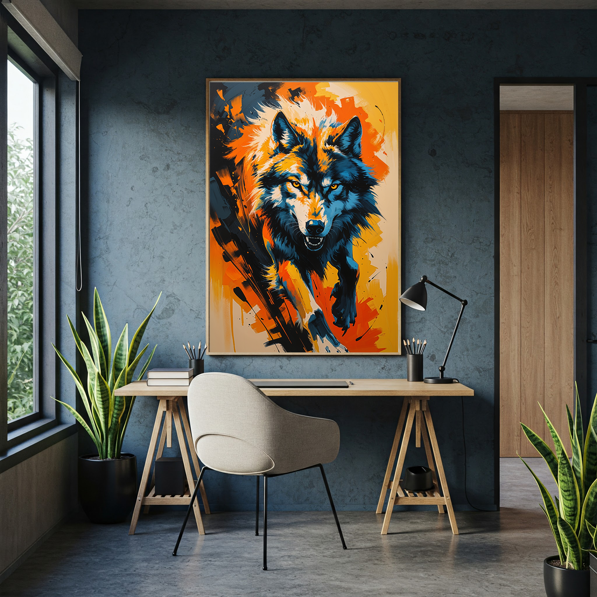 Abstract Wolf Portrait Wall Art Print | Digital Download