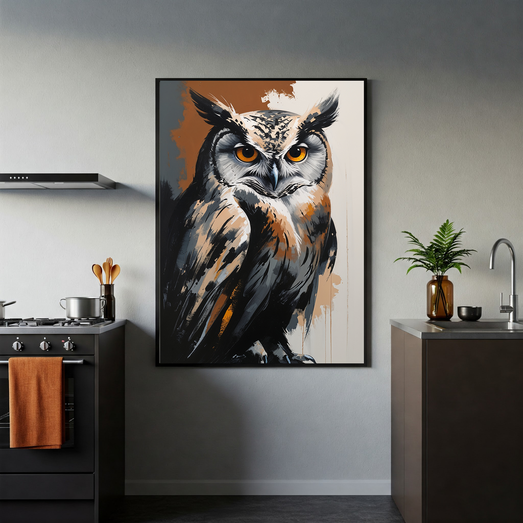 Abstract Owl Portrait Wall Art Print | Digital Download