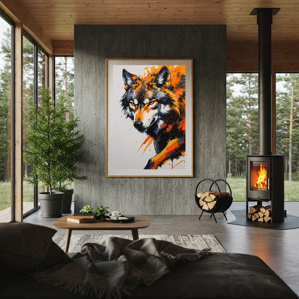Abstract Wolf Face Wall Art Print | Digital Download