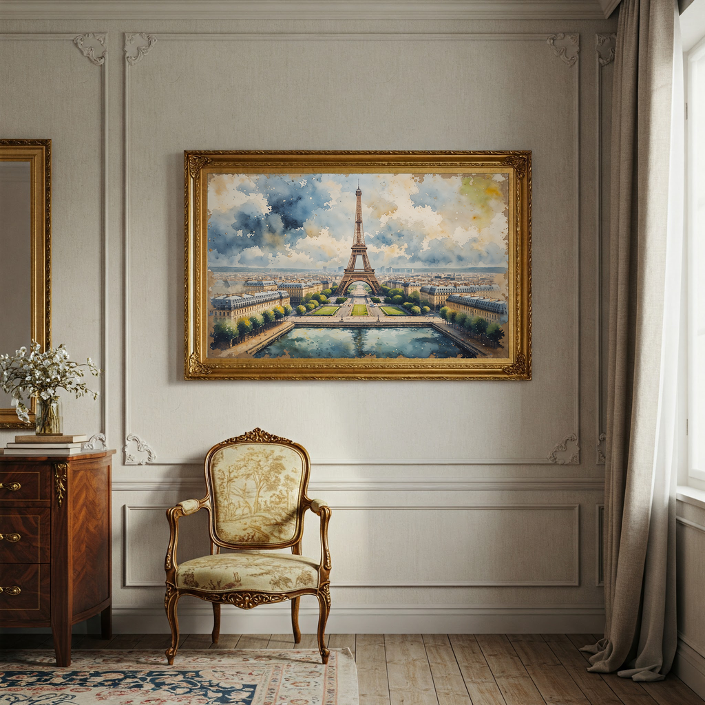 Eiffel Tower Paris Watercolor Wall Art | Digital Download