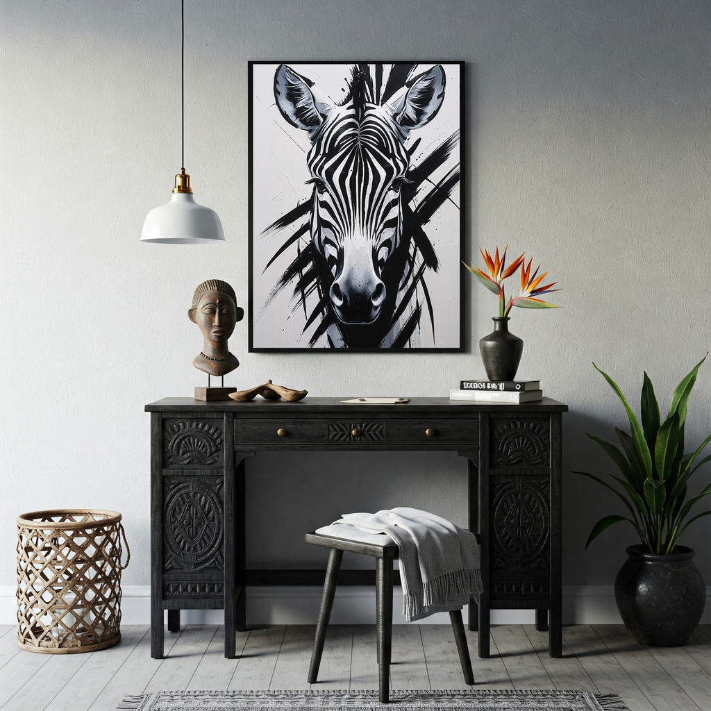 Abstract Zebra Portrait Wall Art Print | Digital Download
