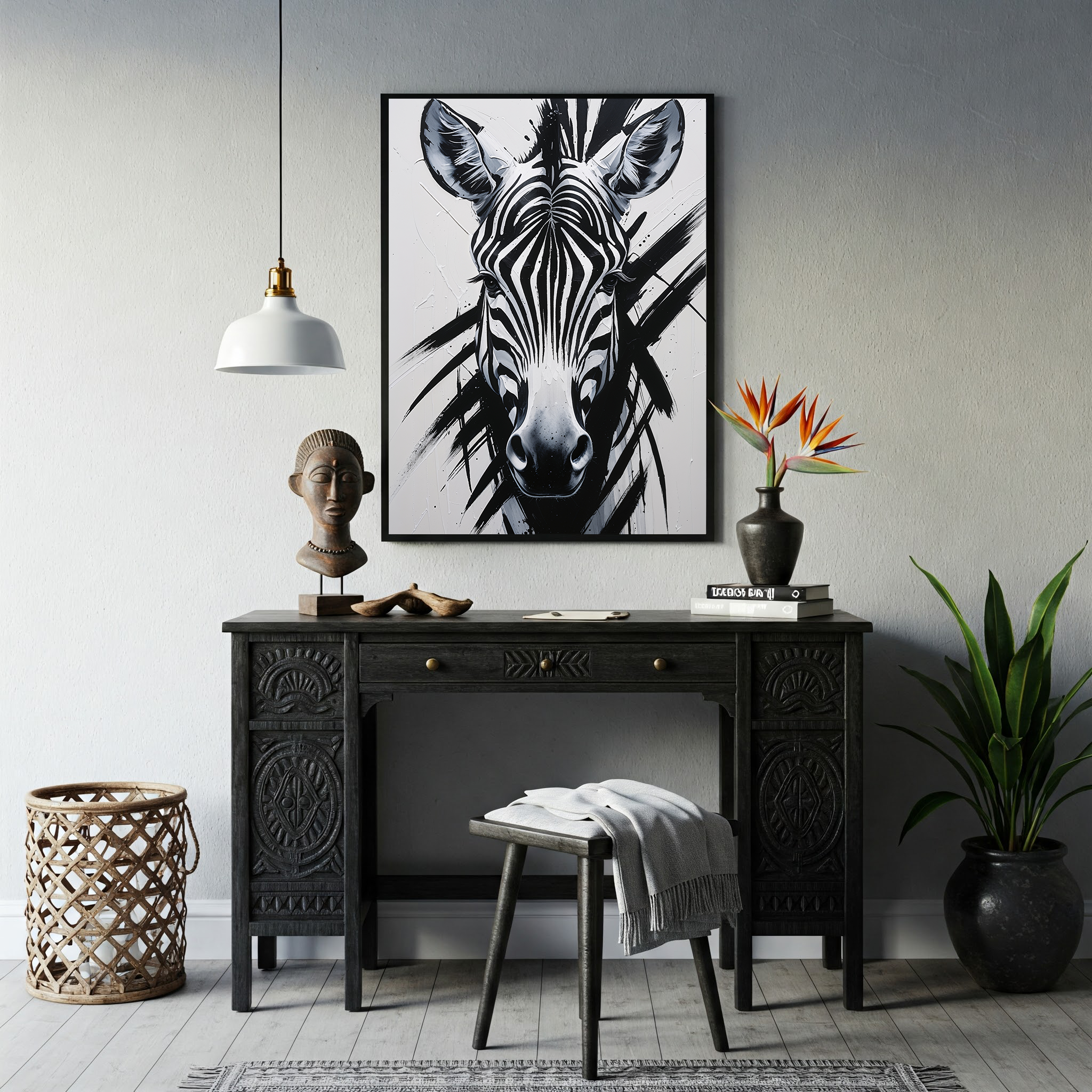 Abstract Zebra Portrait Wall Art Print | Digital Download