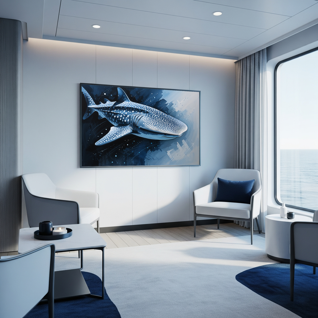 Abstract Whale Shark Blue Painting Wall Art | Digital Download