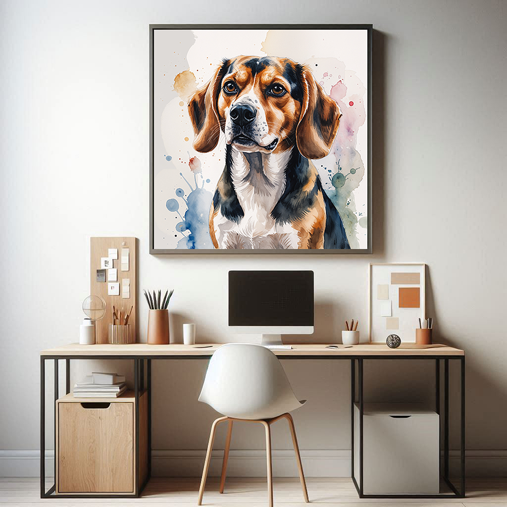 Watercolor Beagle Dog Painting Printable Wall Art — styled gallery preview