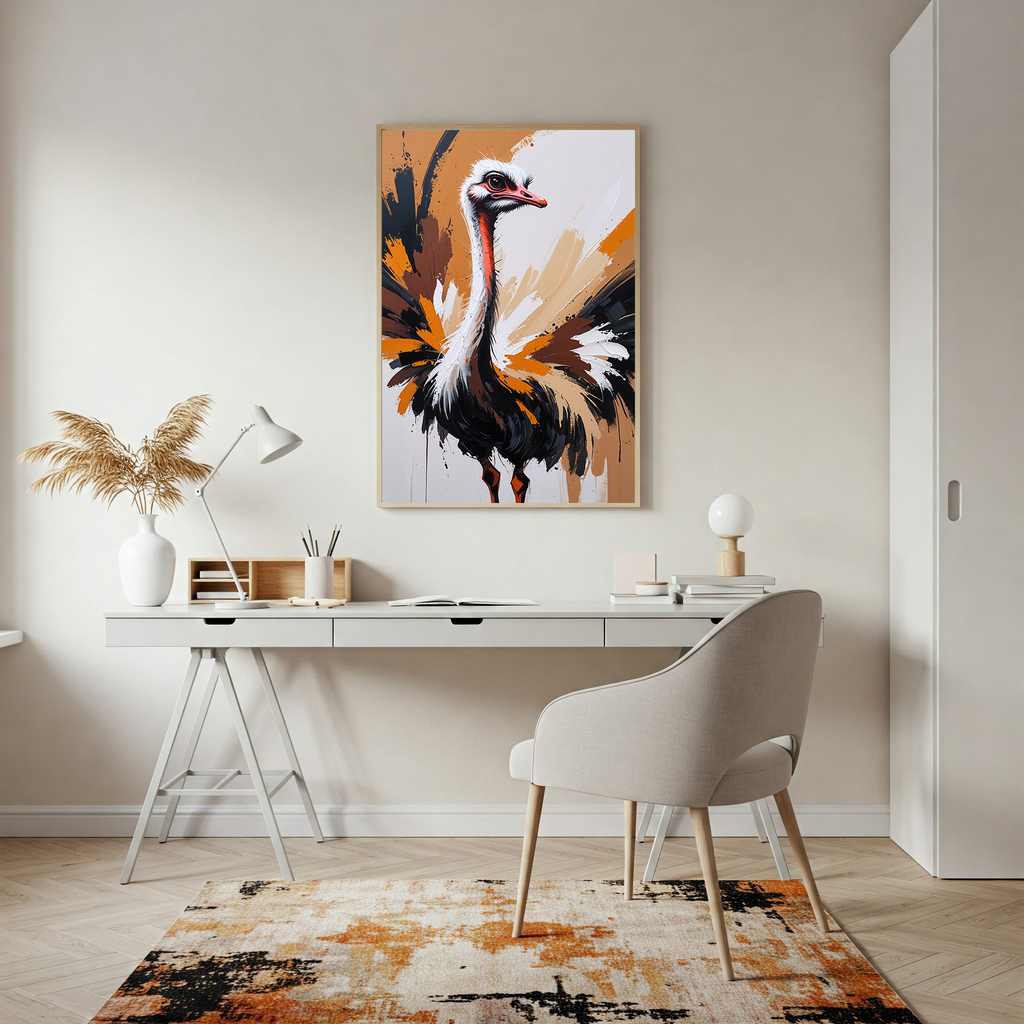 Abstract Ostrich Portrait Wall Art Print | Digital Download