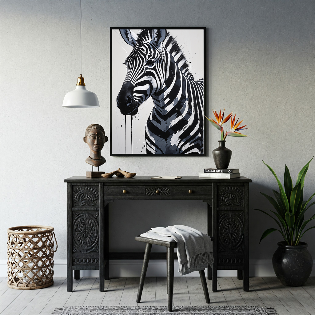 Abstract Zebra Portrait Wall Art | Digital Download