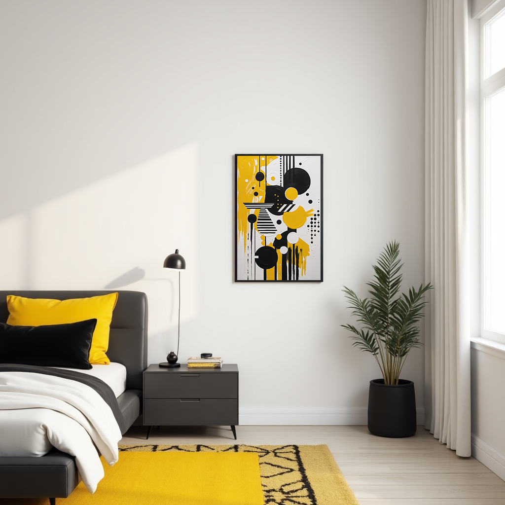 Abstract Harmony Gold & Black Art Print | Digital Download
