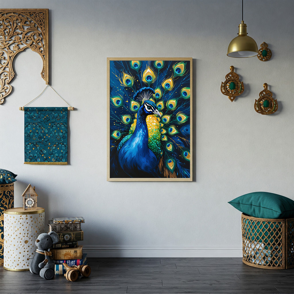 Abstract Peacock Portrait Wall Art Print | Digital Download