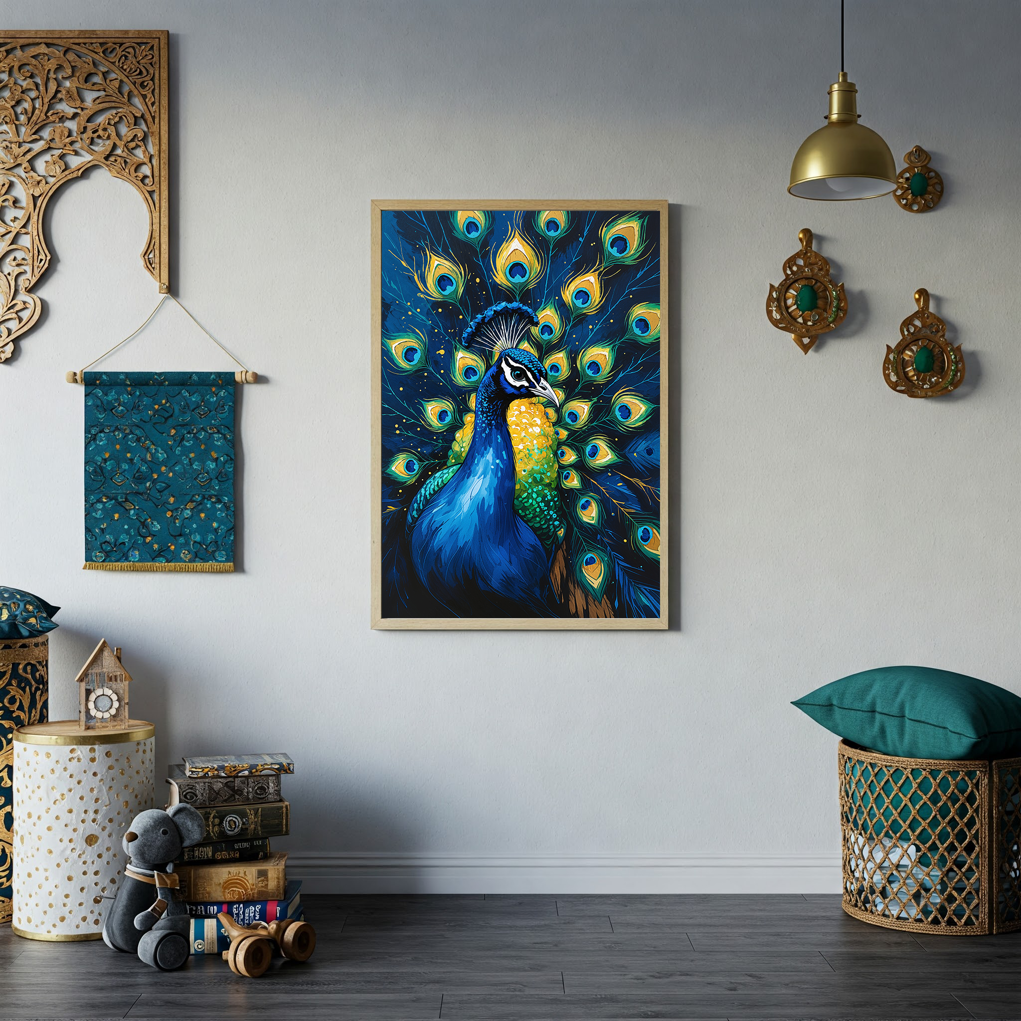 Abstract Peacock Portrait Wall Art Print | Digital Download