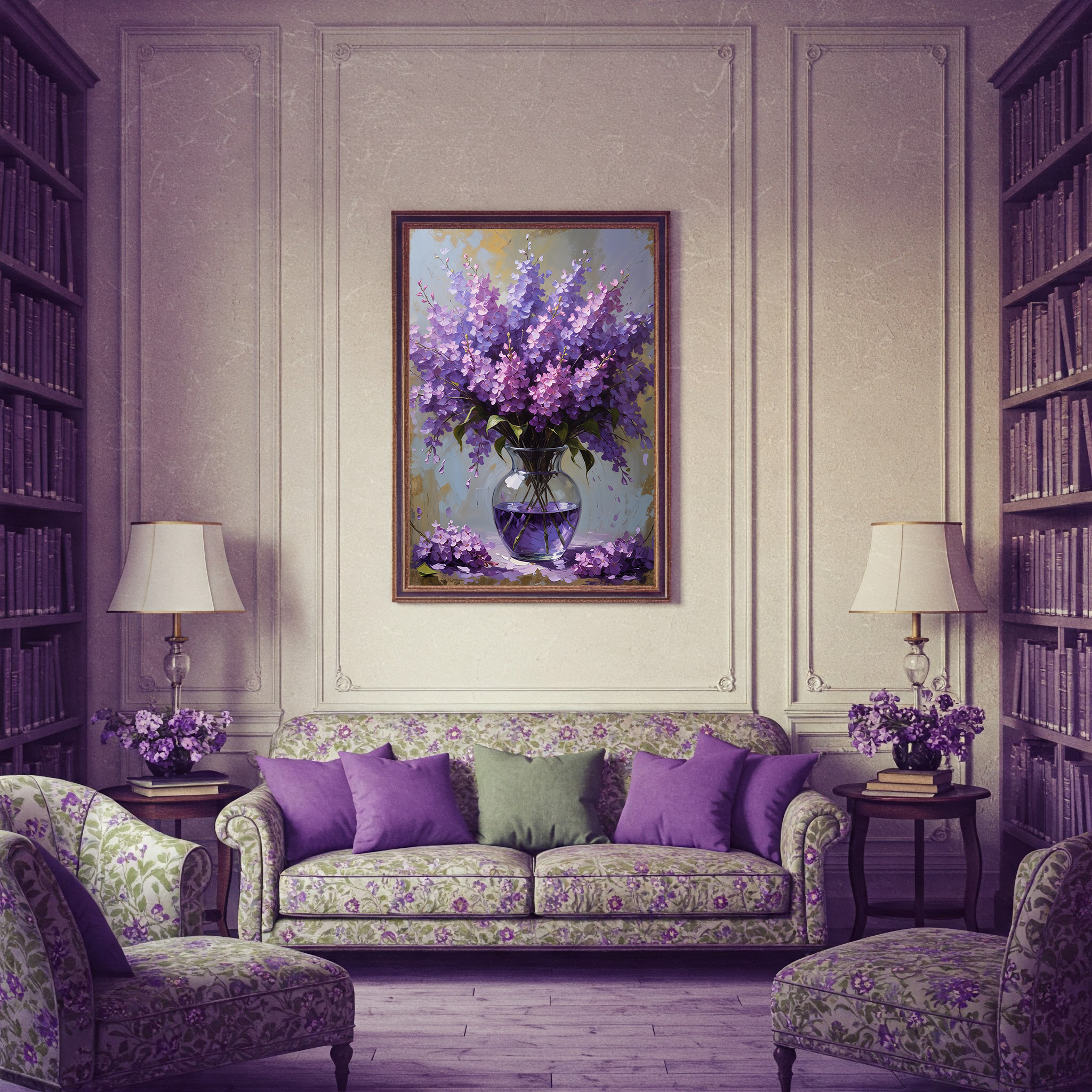 Vintage Lilac Bloom Wall Art Print | Impressionist Floral Decor