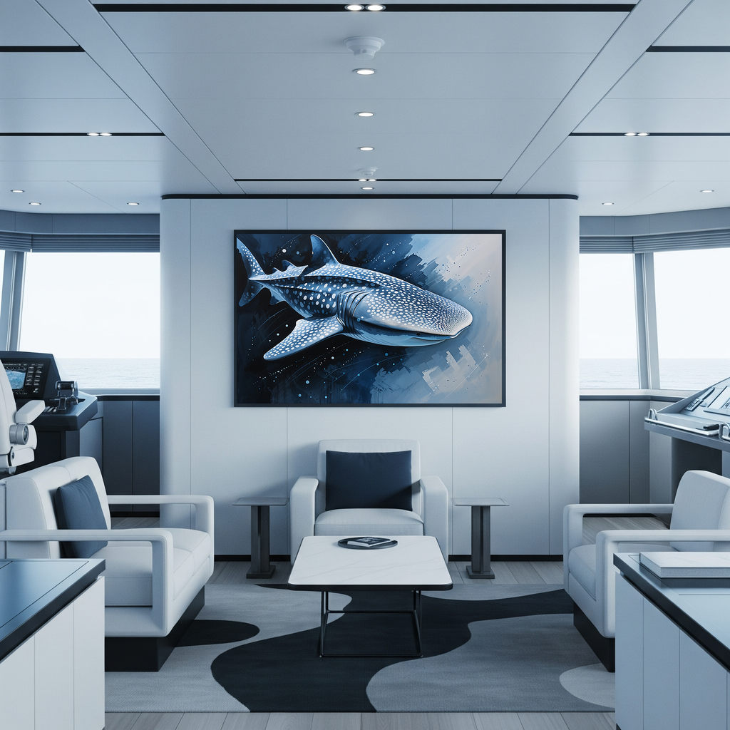 Abstract Whale Shark Blue Painting Wall Art | Digital Download