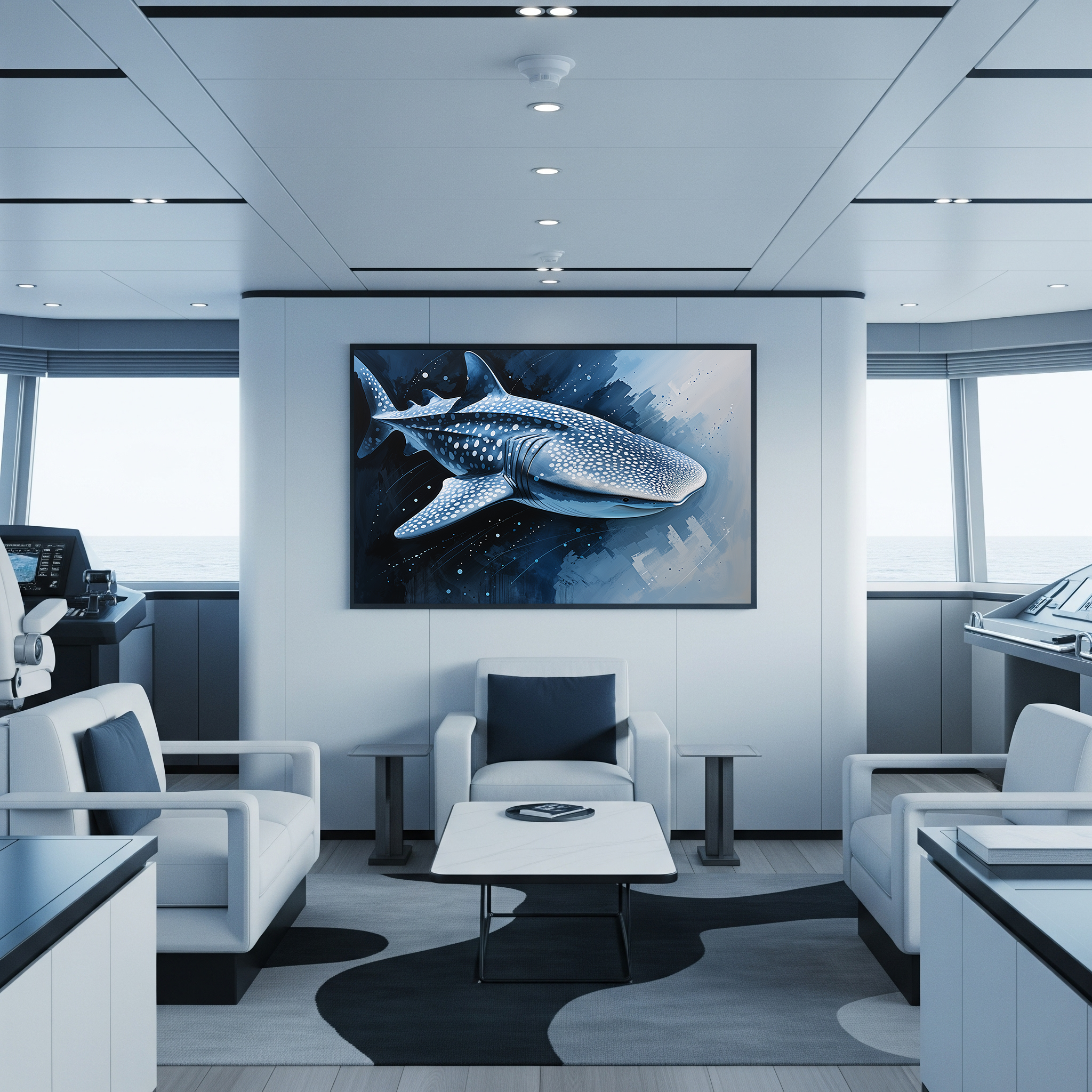 Abstract Whale Shark Blue Painting Wall Art | Digital Download