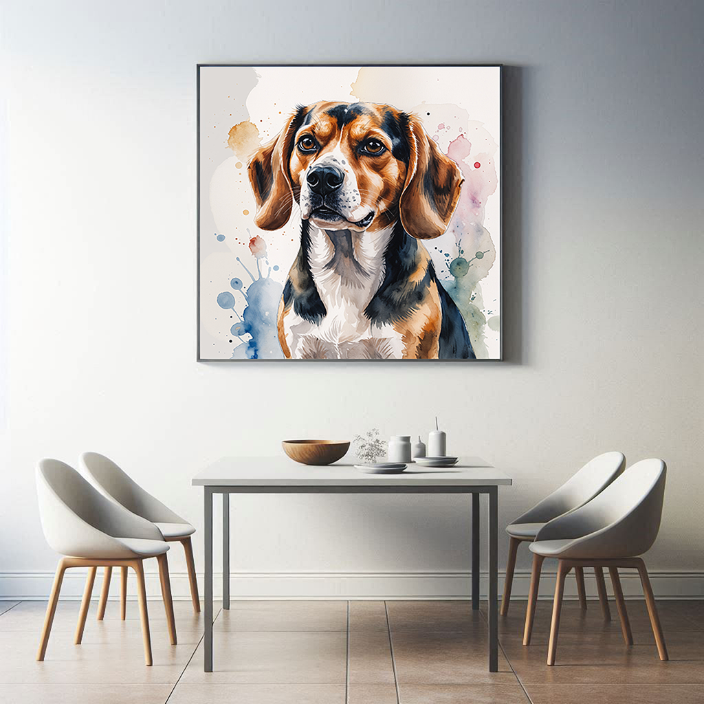 Watercolor Beagle Dog Painting Printable Wall Art — close-up product detail