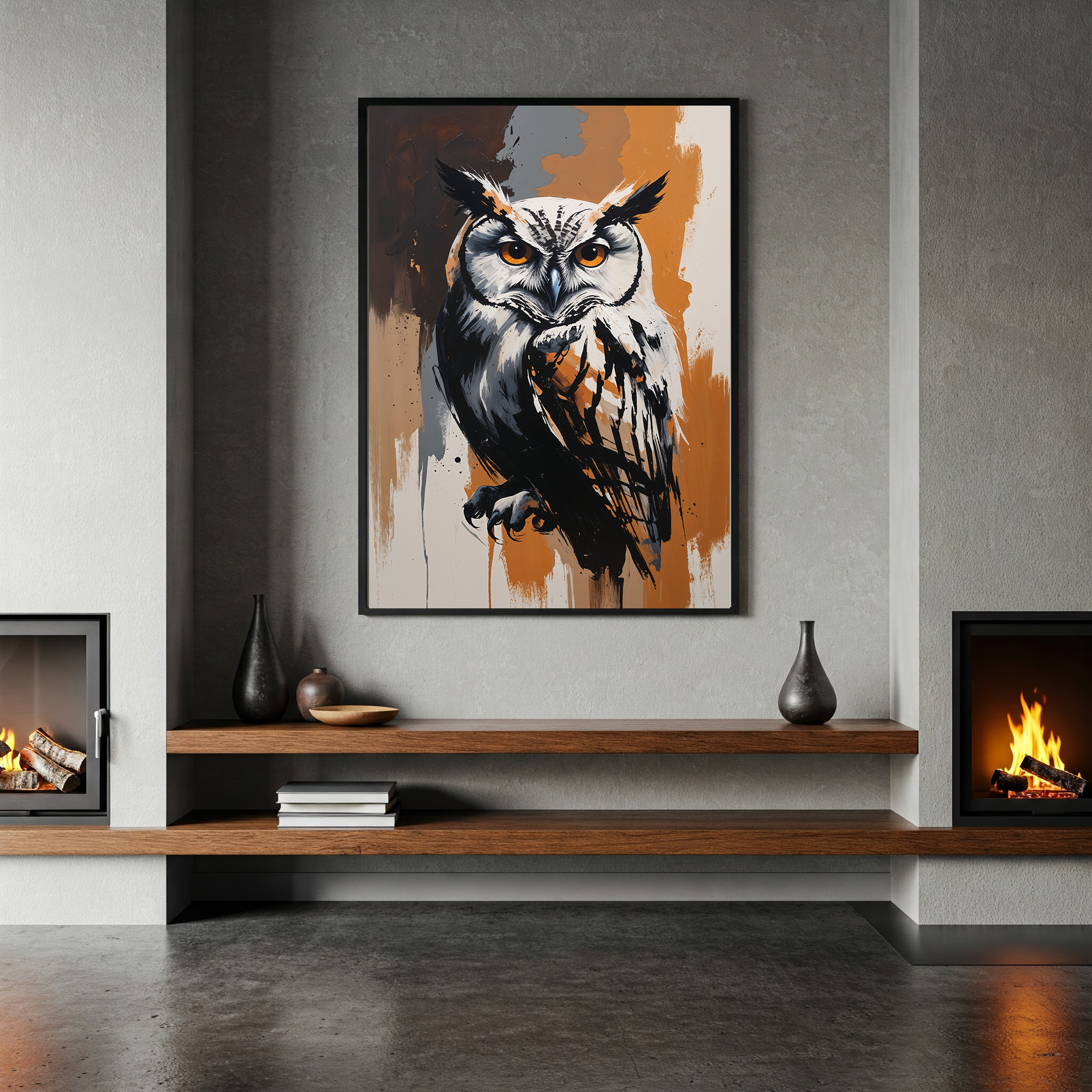 Abstract Great Horned Owl Wall Art Print | Digital Download