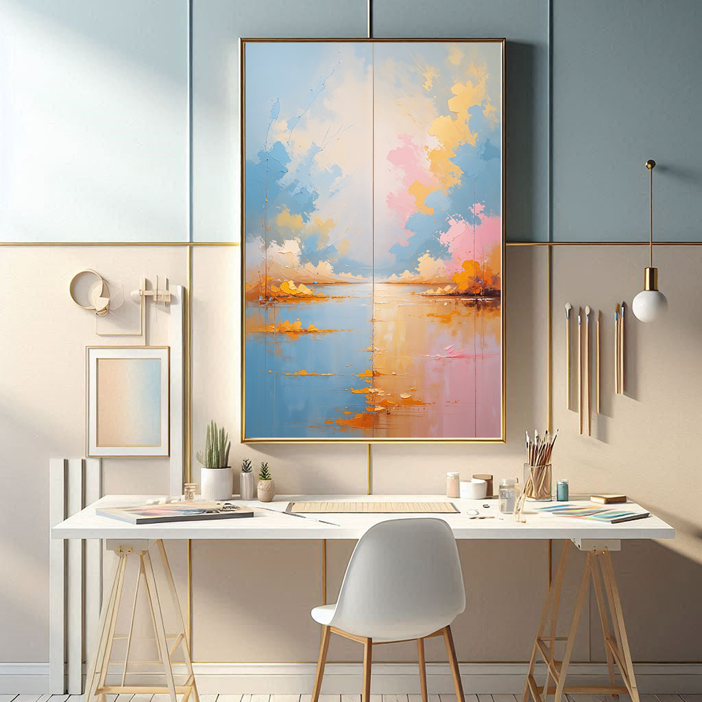 Twin Horizons Pastel Landscape Wall Art | Digital Download