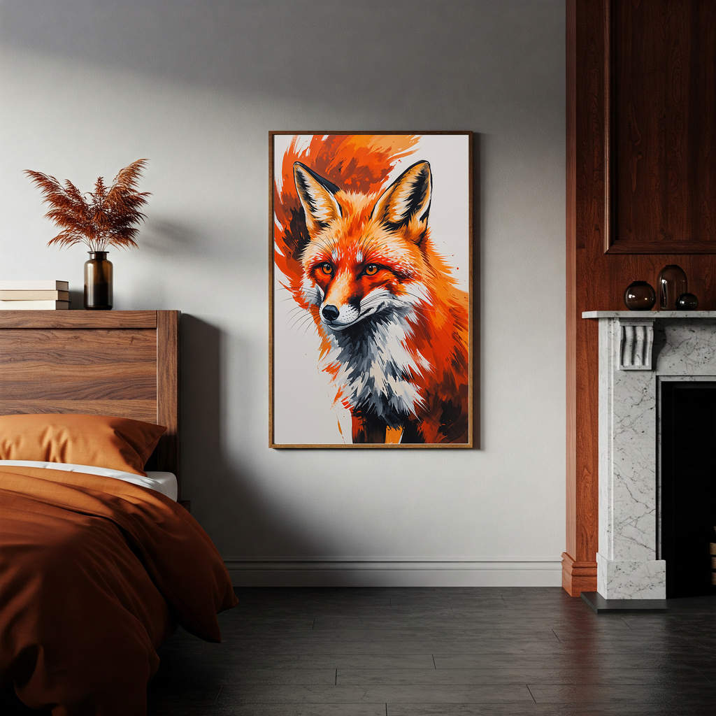 Abstract Red Fox Portrait Wall Art | Digital Download