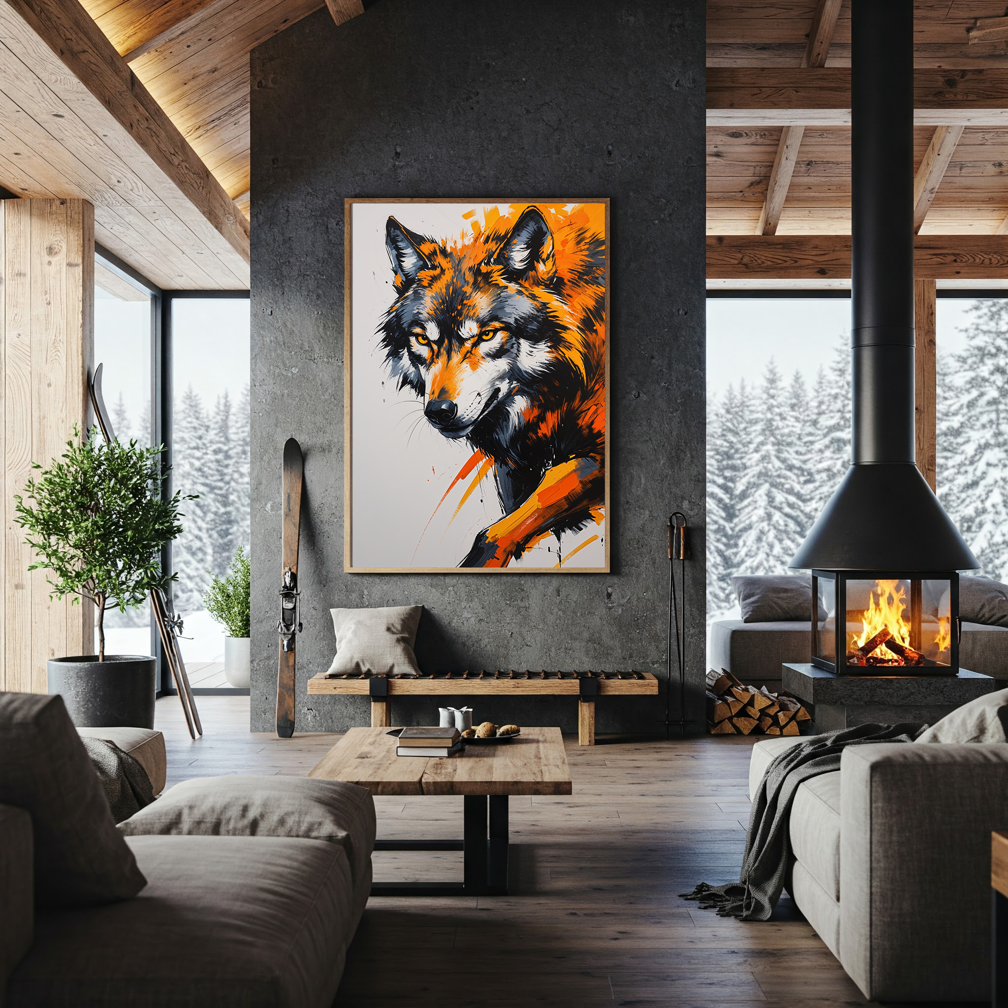 Abstract Wolf Face Wall Art Print | Digital Download