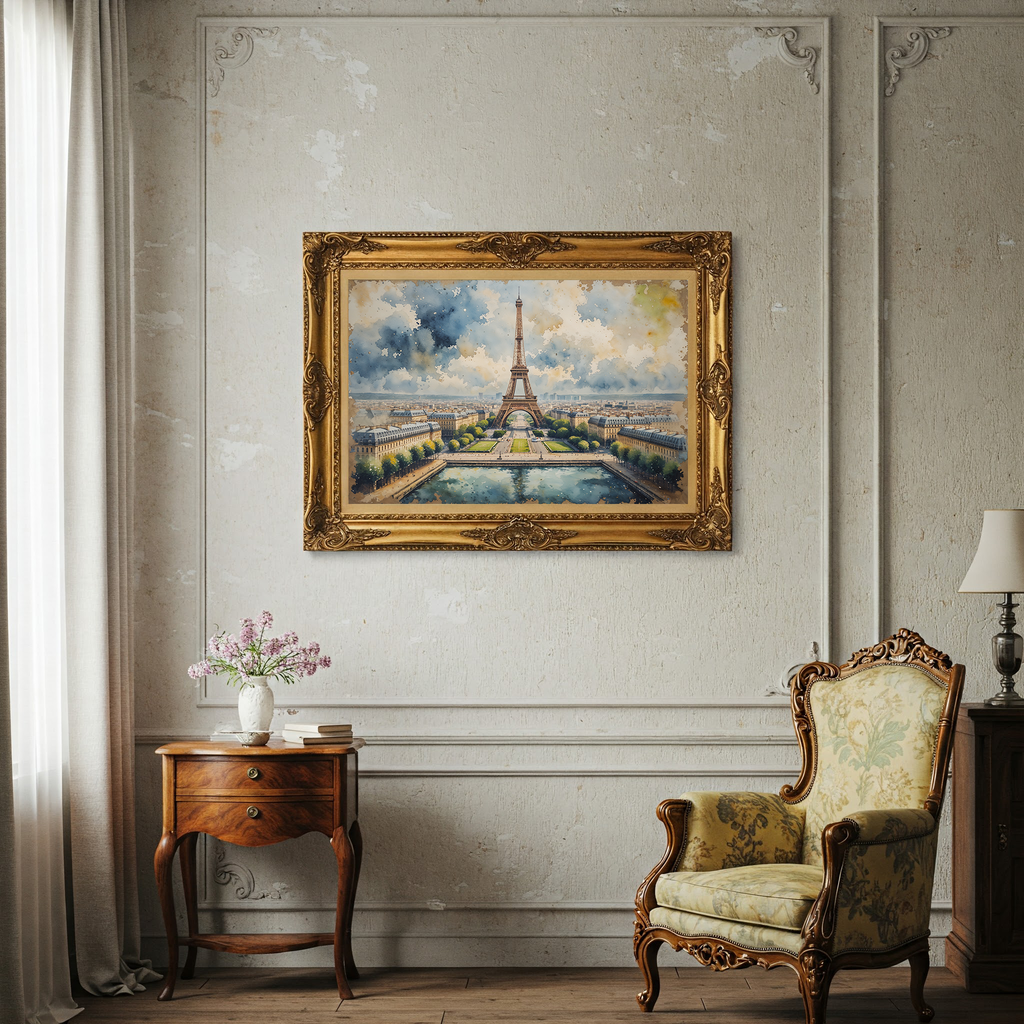 Eiffel Tower Paris Watercolor Wall Art | Digital Download