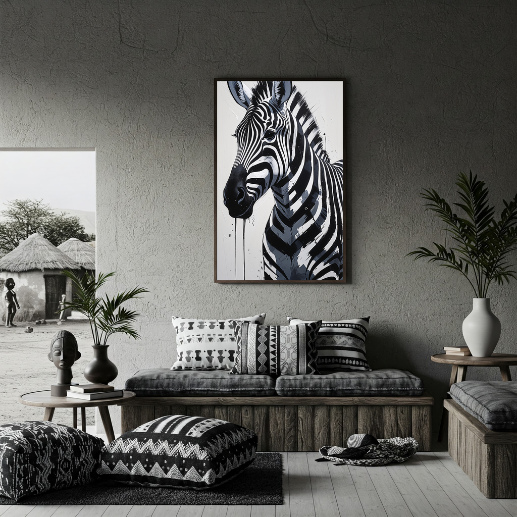 Abstract Zebra Portrait Wall Art | Digital Download