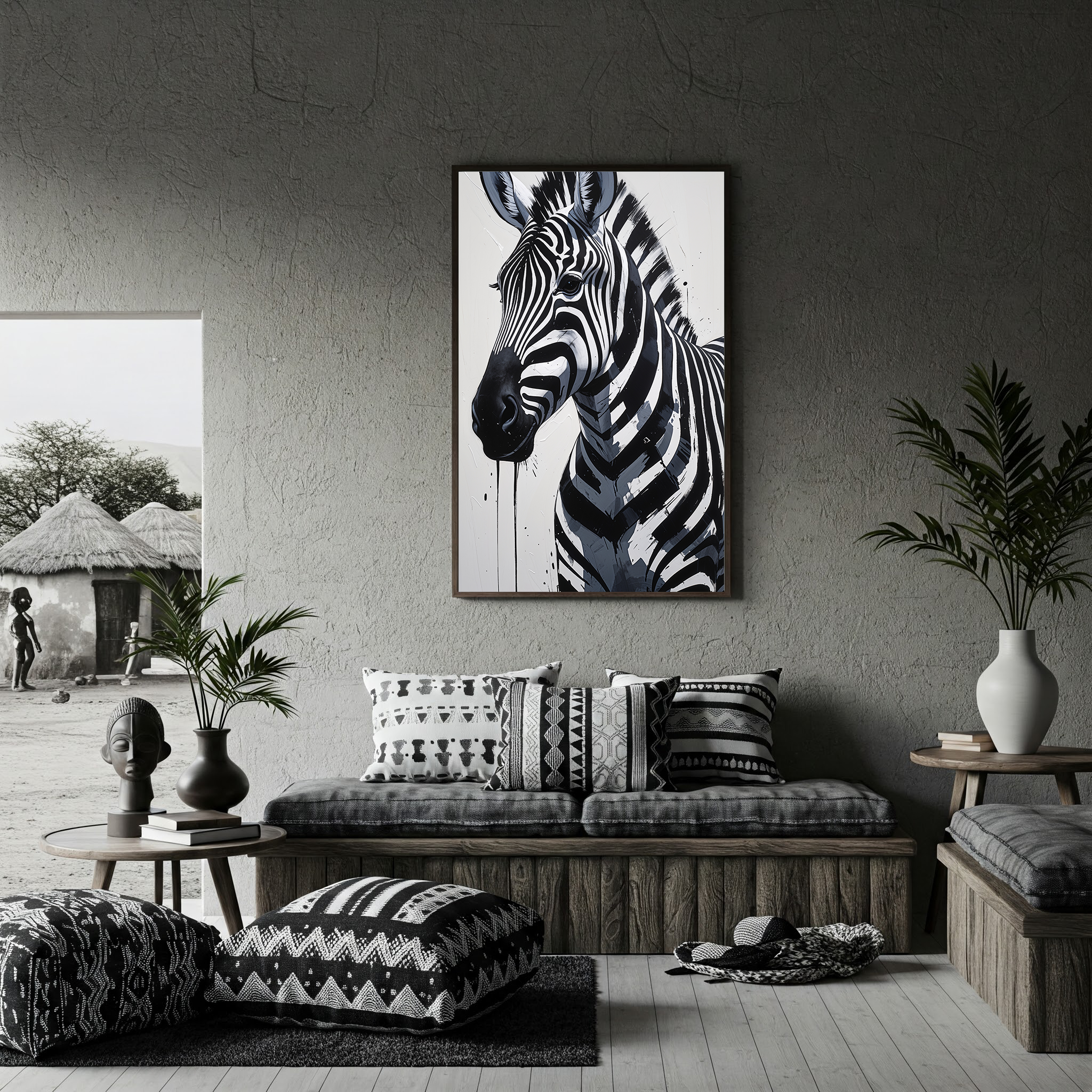 Abstract Zebra Portrait Wall Art | Digital Download