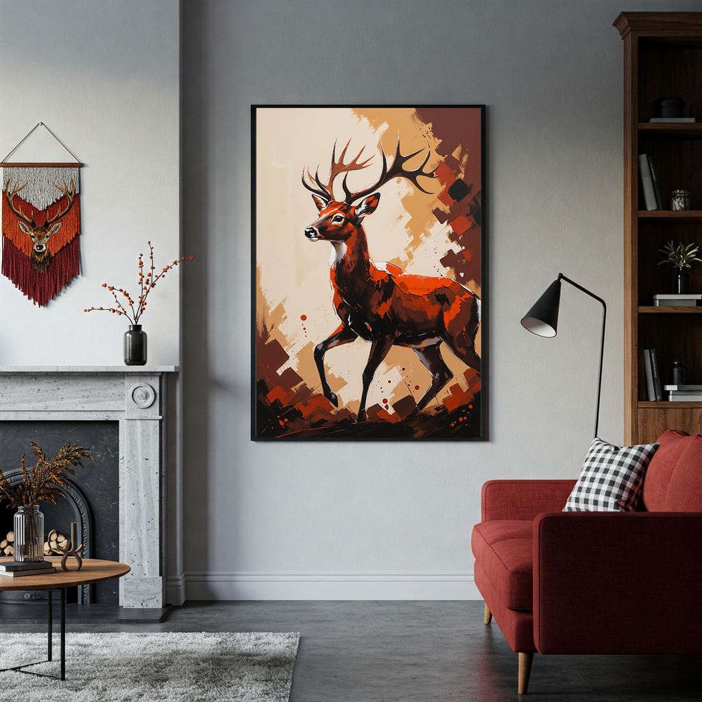Abstract Stag Deer Full Body Wall Art | Digital Download