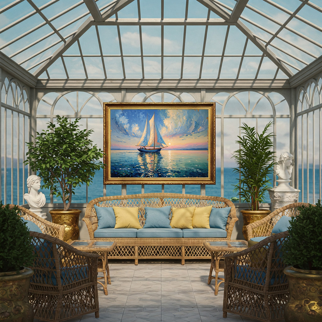 Sailboat Sunset Oil Painting Seascape | Digital Download