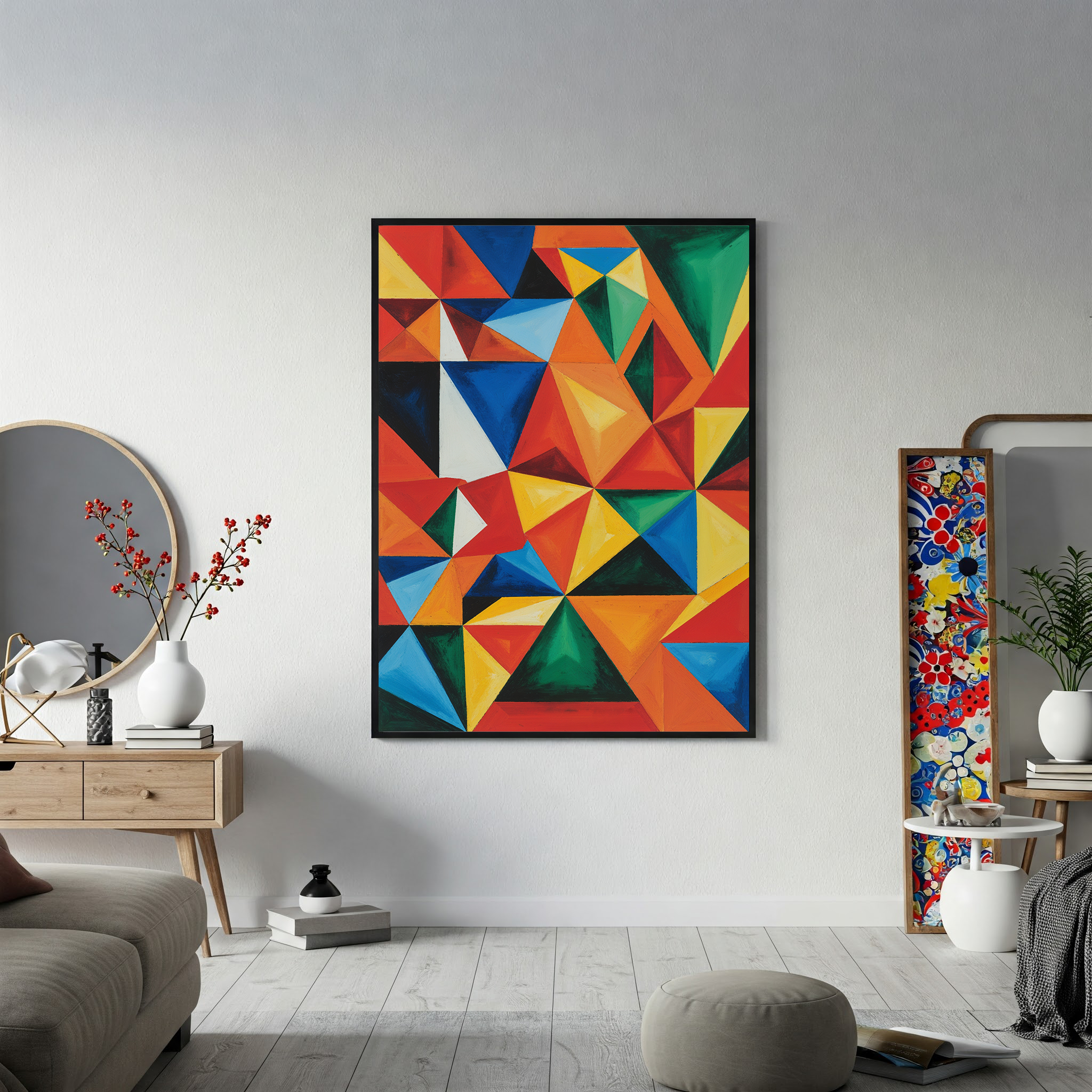 Abstract Geometric Triangle Art Print | Colorful Modern Decor
