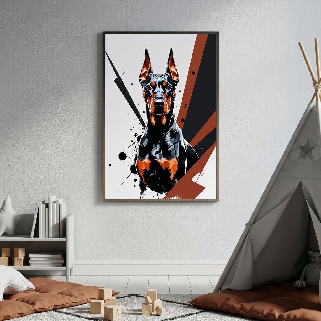 Geometric Doberman Art Print - Digital Download