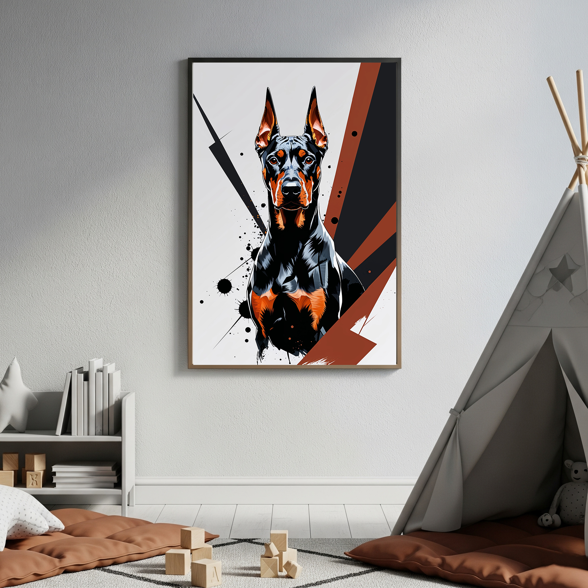 Geometric Doberman Art Print - Digital Download